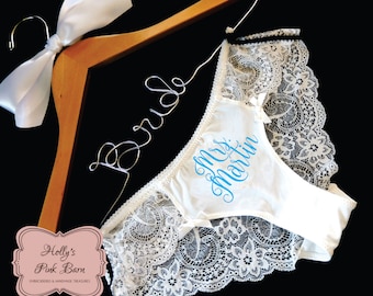 Ships in 3 Business Days White Lace Personalized Sexy Bridal Panty Bridal Panties Bridal Underwear Cheeky Panties Something Blue