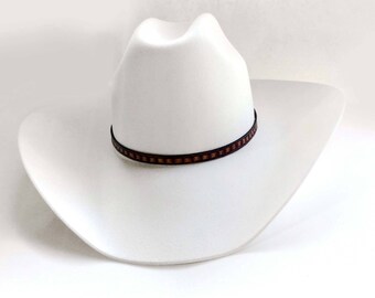 handmade leather hatband with turquoise beads