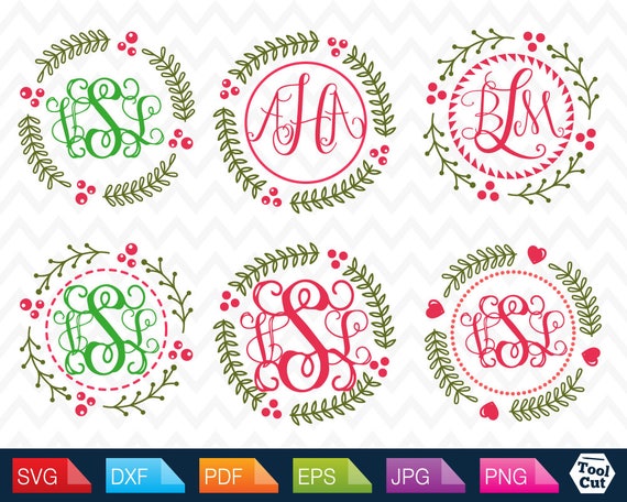 Download Floral Wreath Monogram Frame Svg Christmas Round Border Svg