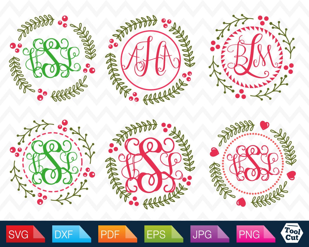 Download Floral Wreath Monogram Frame Svg Christmas Round Border Svg