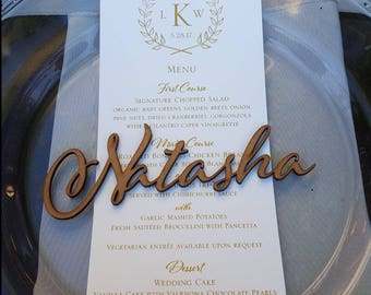 Wooden laser cut names Wedding place cards Name place settings Wooden wedding sign Rustic wedding names Laser cut wood Name tags for wedding