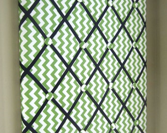 Green Chevron 20"x24" Memory Board, Bow Holder, Bow Board, Ribbon Board, Vision Board, Memo Board, Photo Display, Business Card Holder