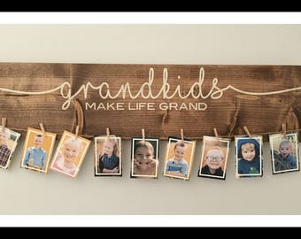 Grandkids Make Life Grand | 24 " Art Display Signs | Customized Hanging Sign | Grandparent Wall Art | Personalized Sign | Grandchild Display