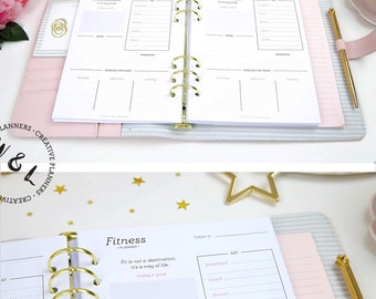 Printed Health and Fitness Planner, Daily Planner, Health Planner, Fitness journal, Fitness Tracker, Workout Log, Food Diary, Meal Planner