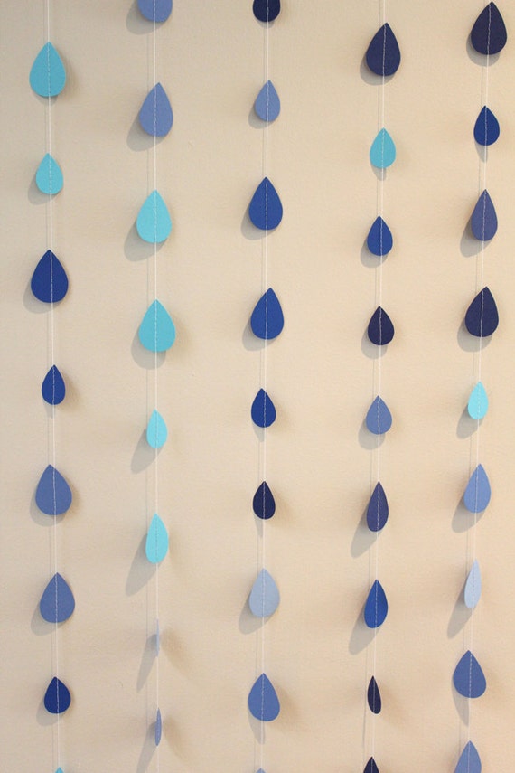 30 feet of Raindrop Paper Garland April Showers Baby