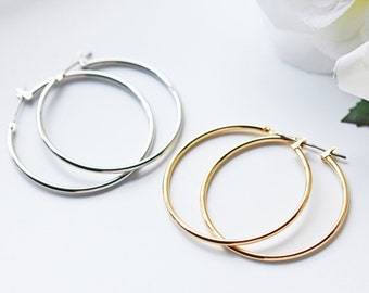 Simple Silver Or Gold Hoop Titanium Earrings Modern Minimalist Nickel Free