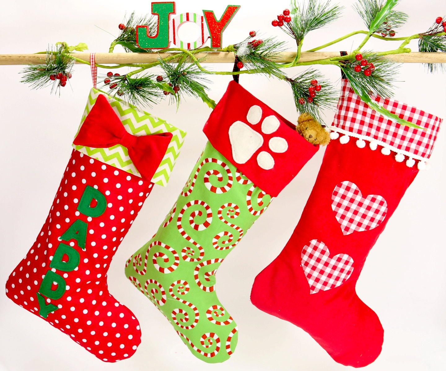 Christmas stocking pattern PDF 4 sizes and applique templates