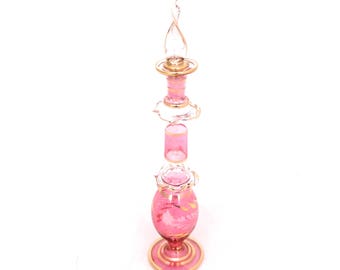 Vintage Glass Perfume Bottle, Egyptian Glass Perfume Vial Ornate Gold Perfume Bottle, Hand Blown Glass Perfume Bottle, Genie Perfume Bottle