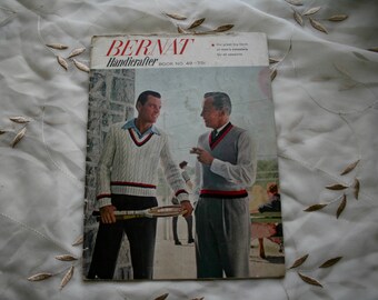 Bernat Handicrafter Book 49 Retro/Vintage Knitting Patterns, (1956) Men's Sweaters