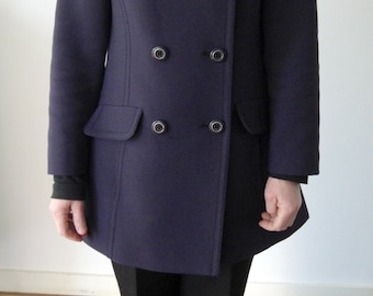 Purple Double breasted Wool Plaid coat from the 60s/70s