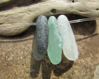 BEACH GLASS Pendants Sea Glass Pendants MULTI Colors Dangles 2mm