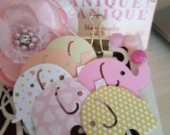 Baby girl shower confetti,elephant confetti,design paper,pink,shiny paper,mini elephant,girl confetti