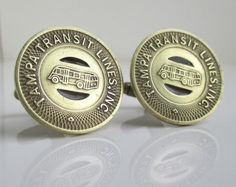 TAMPA Transit Token Cuff Links - Repurposed / Upcycled Vintage Coins