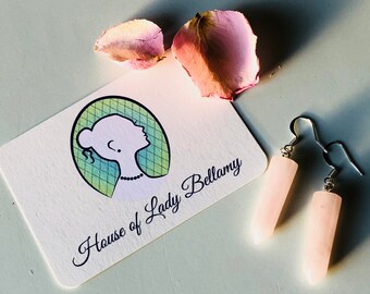 Rose Quartz Pendant Earrings, Gemstone Earrings, Quartz Jewelry , Rose Quartz Jewelry, Quartz Earrings, Rose Quartz Crystal