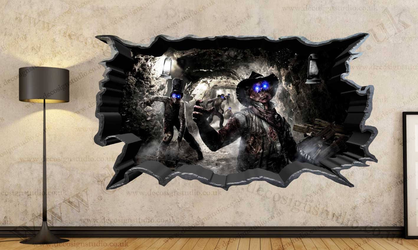 Call of Duty Zombies 3D Cracked Wall Effect Wall Sticker Art