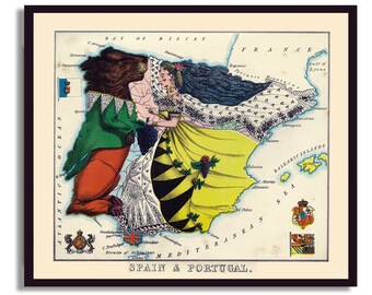 Pictorial map of Spain and Portugal, 1868