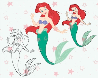 Download Disney Princess Ariel The Little Mermaid SVG cutting ESP ...