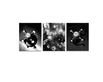 SALE, Bathroom Wall Art, Black and White Powder Room Art, Faucet Prints, Bubbles, Set of 3 prints Vertical