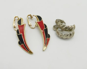 Vintage Non Pierced Earrings 1980's - Two Pairs