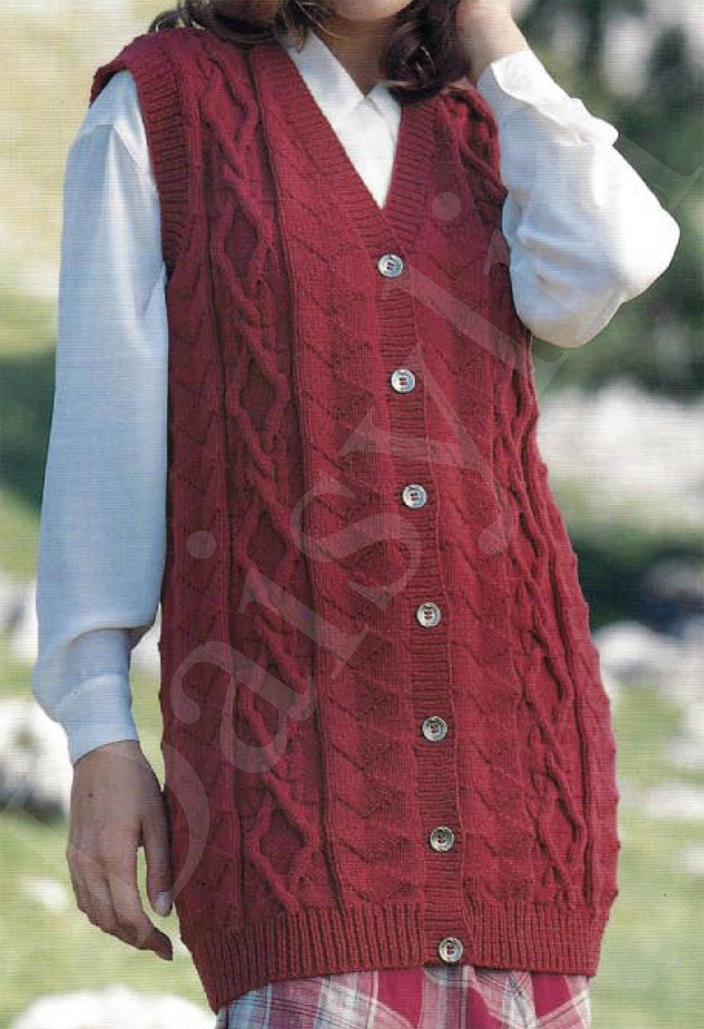 Instant PDF Download ladies waistcoat gilet 28 to 44 inch bust knitting