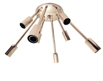 Polished Nickel Sputnik 8 Arm Flush Mount Ceiling Light Atomic Mid Century Chrome