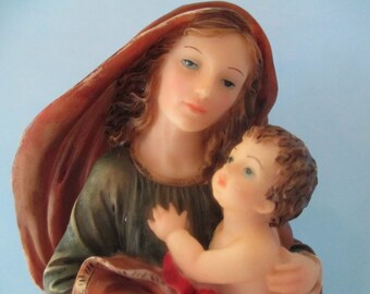 FLORENTINE MARY and JESUS, Florentine Collection, Mary Jesus Figurine, Mary and Jesus Florentine Figure, Madonna Figurine, Catholic Relic