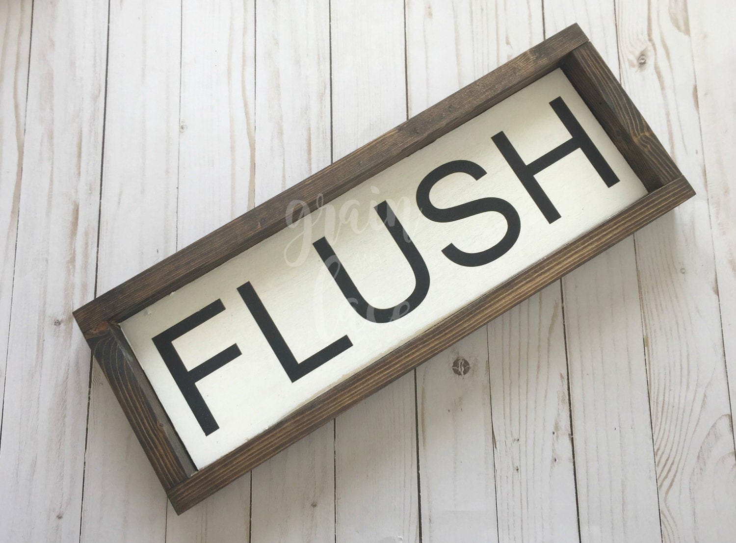 Flush Sign Bathroom Flush Sign Flush Wood Sign Bathroom