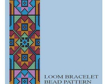 Download Bead Loom Bracelet Quilt Style Multicolored Squares Tiles