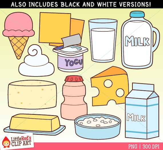 Dairy Foods Clip Art and Lineart personal and commercial use