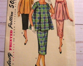 Retro Maternity 2 pc Dress | Misses 14 bust 32 | Simplicity 1487 | cut used complete original vintage 1950's sewing pattern