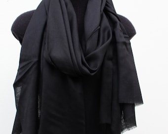 Silk Cashmere Scarf - Black