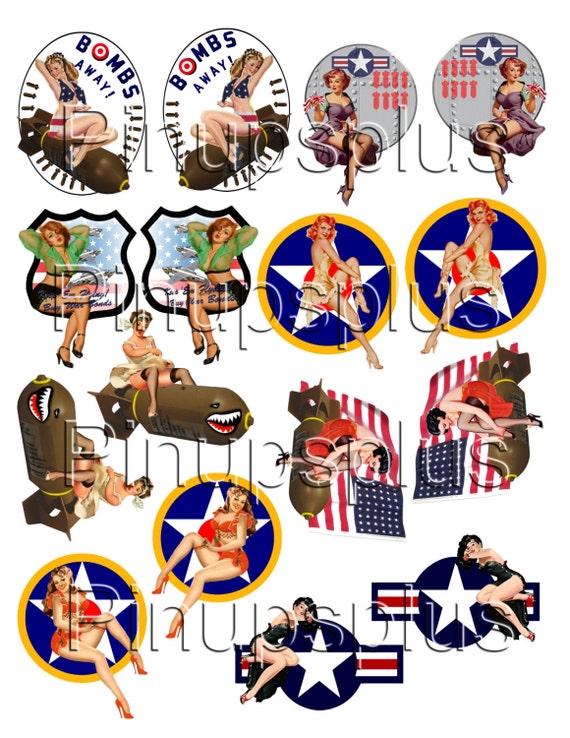 WWII Pinup Model Building RC Plane Nose Art decals 8 pair No.