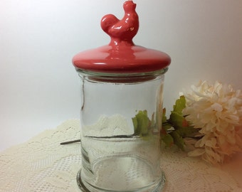 Glass Jar Kitchen Jar Rooster Jar Country Farmhouse Decor Canister