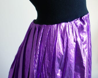 Rare Swanky Modes vintage 1970s/1980s deep purple lurex pleated skirt
