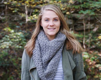 Gray Crochet Triangle Scarf