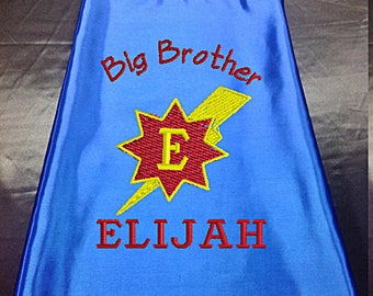 Superhero cape Kid's cape, Super Hero Cape Big Brother cape Custom Embroidered Personalized with name
