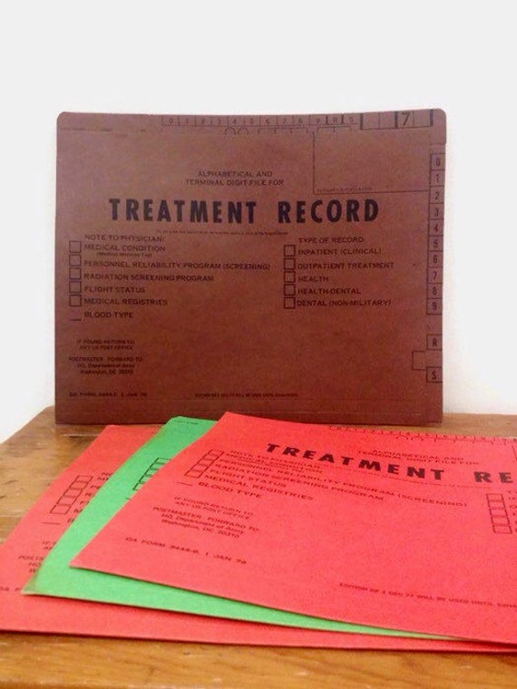 Items similar to Vintage Army Treatment Record Folders Set of 4 Jan