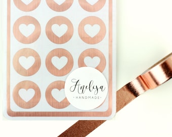 Envelope Seals - Wedding Stickers - Rose Gold - Rose Gold Label - Wedding Stickers - Rose Gold Heart Stickers - Wedding - Seals