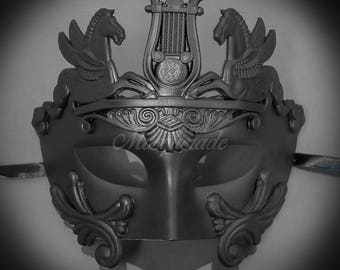 Men's Masquerade Mask, Roman Mask, Masquerade Ball Mask, Men's Mask, Sun God Dance Mask - Black