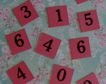 Vintage Pink Numbered Anagrams One Dozen