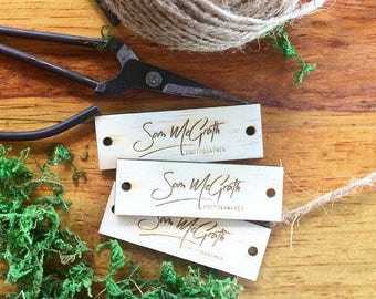 Wood tags with custom logo engraving - 10 Pack