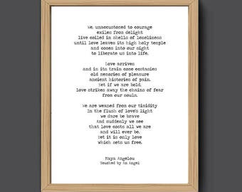 Maya Angelou Print | Touched by an Angel, Literature Poster, Poem Print, Literature Art, Literature Print, Book Art, Typewriter Quote
