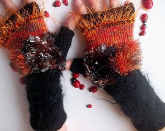 Women Size M 20% OFF Ready To Ship Accessories Fingerless Mittens Warm Wrist Warmers Gloves Hand Knitted Crochet Wool Winter Cabled 628