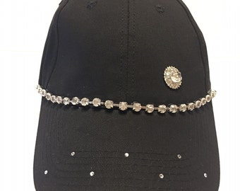 Bling Sparkle Embellished Black Hat
