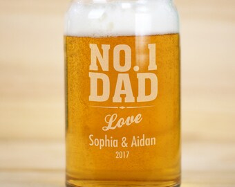 Engraved No. 1 Dad Beer Can Glass, Father's day gift, beer, gifts for him, dad, beer glass, bithday gift, beer lover, engraved -gfyL11549118
