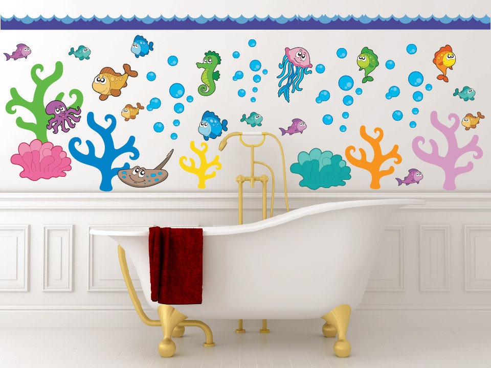 Ocean Wall Decals Fish Kids Room Zoom