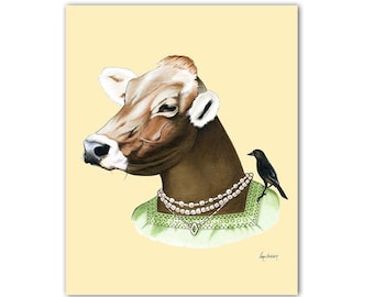 Cow art print by Ryan Berkley 5x7