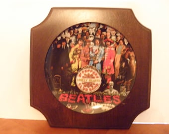Beatle's Sgt. Pepper Plate with Wooden Frame