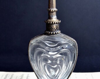 Antique Holy Water Sprinkler Glass Holy Water Bottle Heart Shape Container Aspergillum