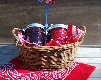 Organic Jam Gift Basket with Two 8 oz Jars of Homemade Jam